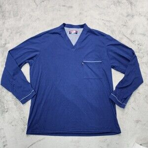 BURTTON's For Men Blue V-neck Long Sleeve Shirt with Pocket Size L